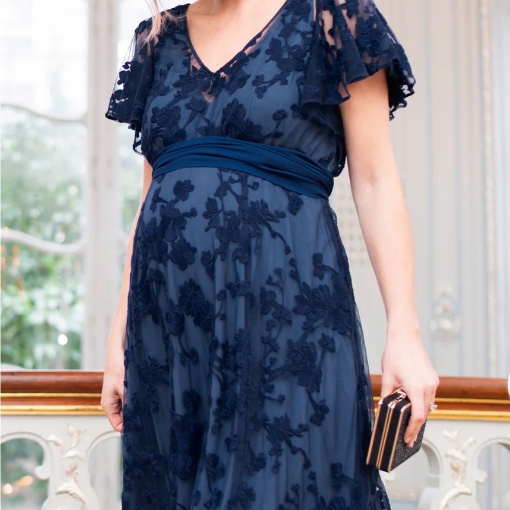Seraphine Navy Floral Lace Maternity and Nursing Dress
